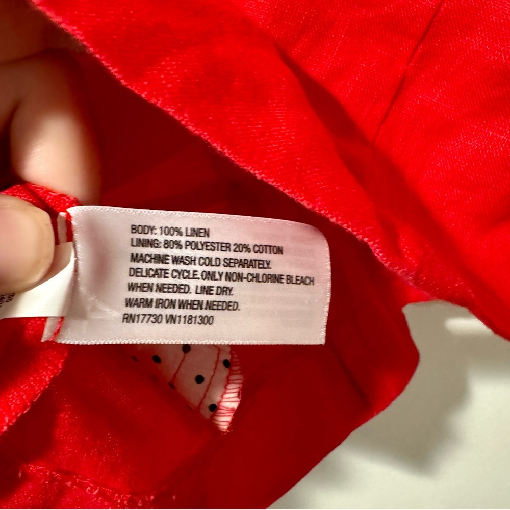 Red Linen Blazer Jacket - Picture 6 of 6